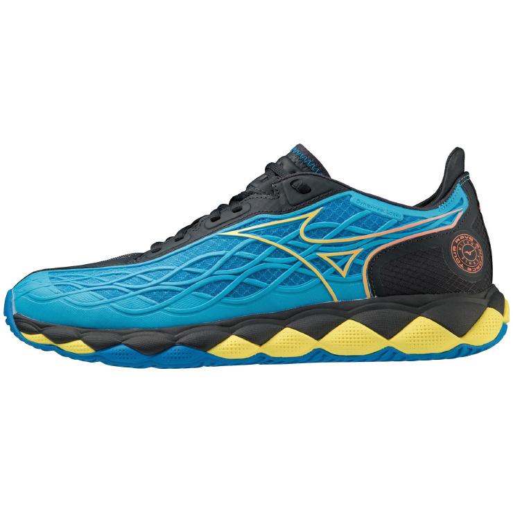 【ミズノ】ウエーブエンフォース 周遊旅行 AC オール厚地の外套/庭球シューズ/MIZUNO (61GA2300) 25 ともし火青み×黄色×黒いこと