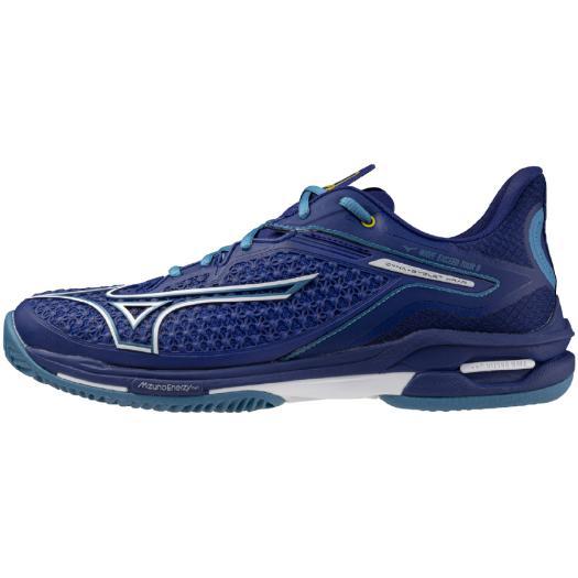 【ミズノ】ウエーブエクシードツアー 6 OC 粘土・砂入り口・入口人工芝/庭球シューズ/MIZUNO(61GB2472) 15 青み×白いこと