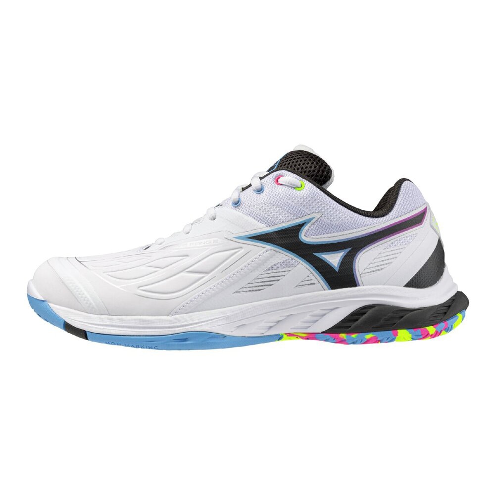 【ミズノ】WAVE FANG 2 FIT ウエーブファング2 FIT/バドミントンシューズ/MIZUNO (71GA2312) 45 ホワイト×ブルー|abespo
