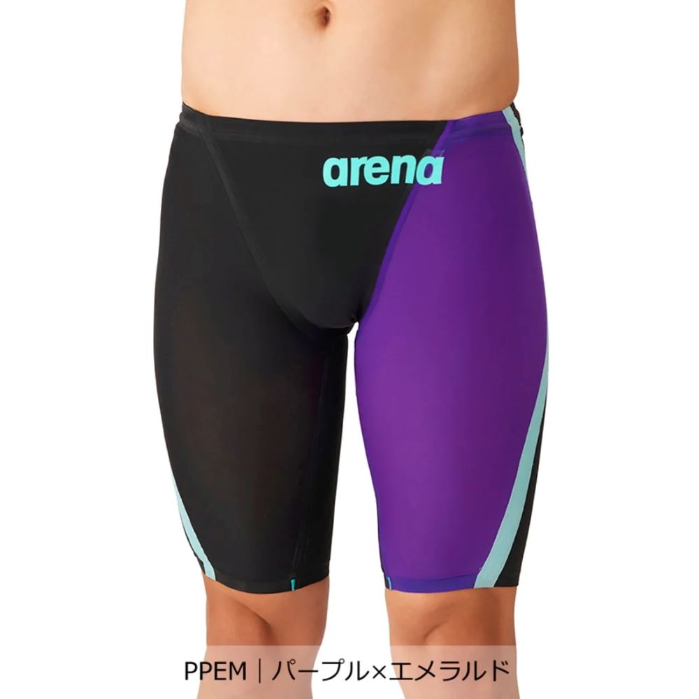 【競技場】競泳海水着 アクアフォースストームCP レーシングスパッツ/海水着 メンズ 競泳/arena (AS6SRC01M)PPEM パープル×エメラルド 競技水着-メンズ競技水着