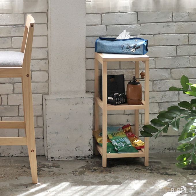 ミニラック ラック サイドラック 玄関 ベッドサイド ナイトボード 収納 コンソールテーブル 天然木 消毒台 簡易 省スペース 入口 軽量 ソファサイド プランタースタンド 隙間収納 ナチュラル Sobolewscy Pl