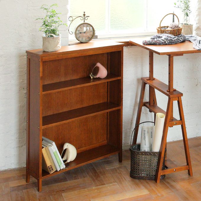 天然材を使用した古材風　木製/本棚/マガジンラック　オープン/ シェルフ チェリー無垢材の本棚｜オープンブックシェルフ 絵本棚 マガジンラック
