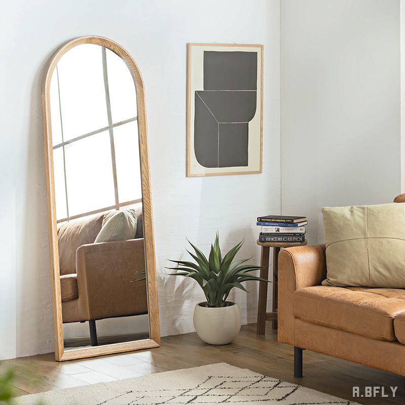 アンティーク風デザイン】木製アーチ型ミラー シャッター扉付き 楽天