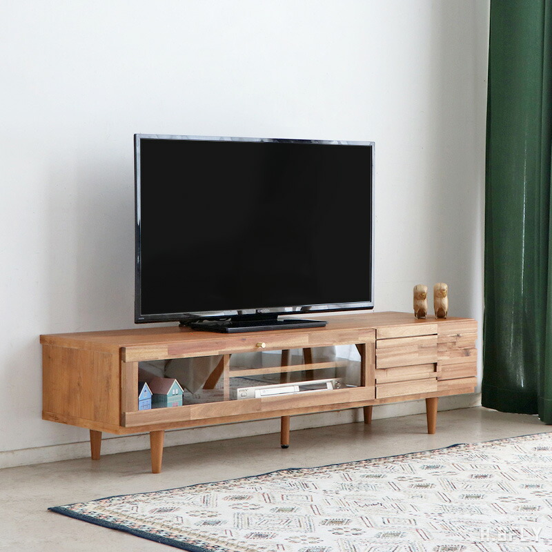 【日本製】ローボード テレビボード 140 テレビ台 無垢 木製 日本製 完成品 おしゃれ 収納 ナチュラル 北欧 高級感 リビング TVボード TV台 TVラック オーディオラック ガラス 扉収納 引出し 木脚 ルンバ対応 ディスプレイ 新生活