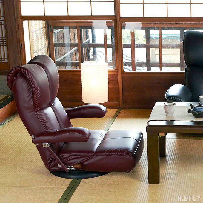 【最大6,000円クーポン配布中】回転 座椅子 チェアー イス ソファー リクライニング ハイバック 肘置き付き 一人掛け ソフトレザー リビング 和室 ブラウン ブラック レッド 日本製 国産 完成品 ギフト プレゼント 安心 快適