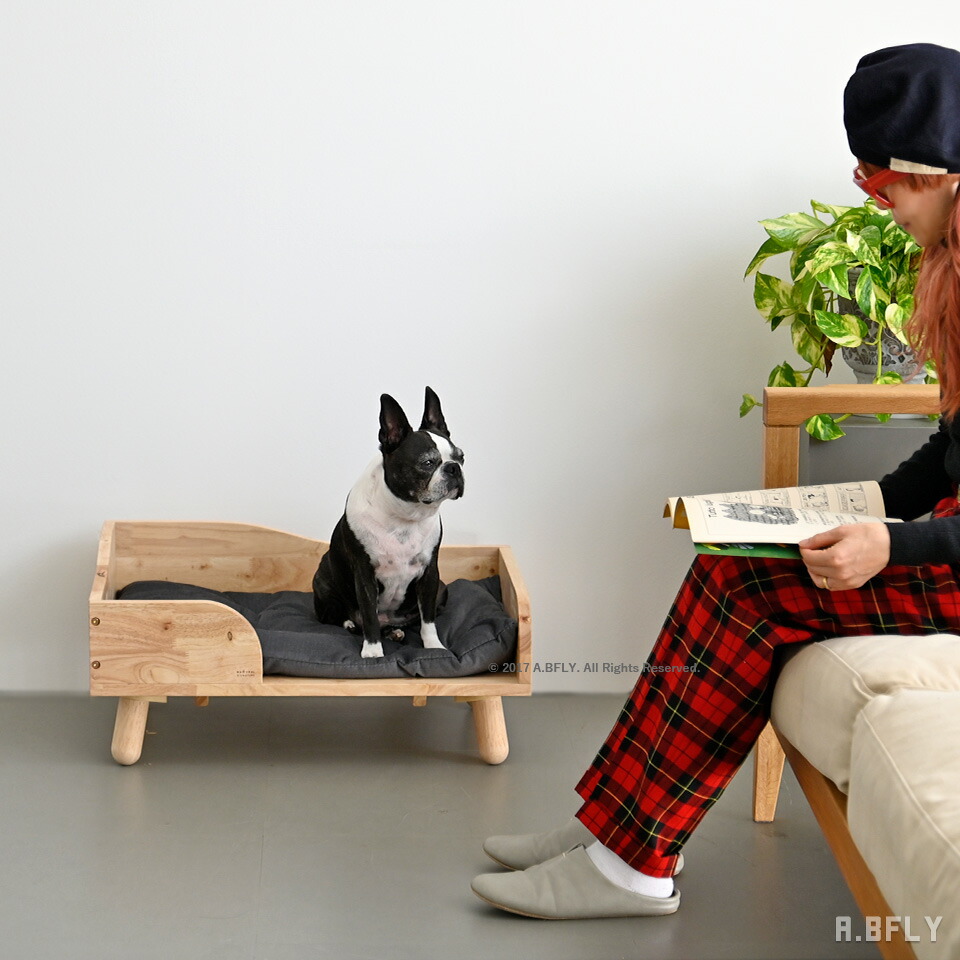 生まれながら木 愛玩動物臥榻 小型犬・猫用 座布団付き添い人 純乎たる材 天然ゴム木材 F★★★★ 安全性のある原材料 北欧風 2WAY 脚付き添い人臥榻 洗える覆いかぶせる ドッグベッド キャットベッド