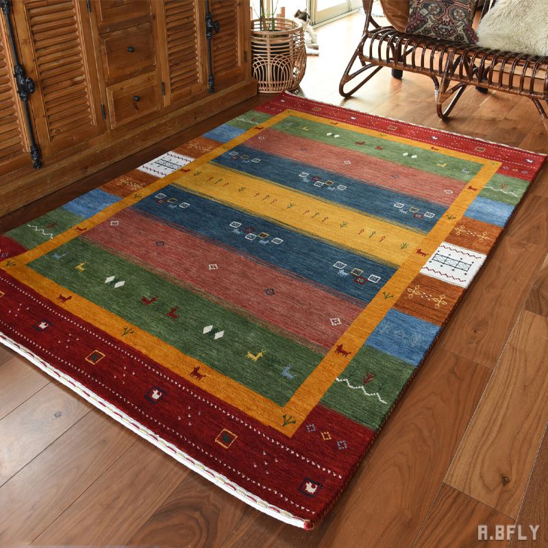 【楽天市場】ペルシャ絨毯 ペルシャンギャベ風 ギャベ 手織ウール絨毯 ギャベ柄 ウール100％ ラグ カーペット ラグマット マット 絨毯