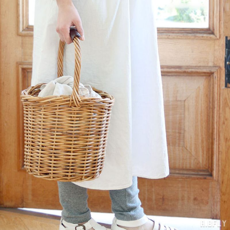 イギリスアンティークラタンバスケット/ アラログ/カゴバッグ籐籠74-100-1 イギリスアンティークラタンバスケット/ アラログ/カゴバッグ籐