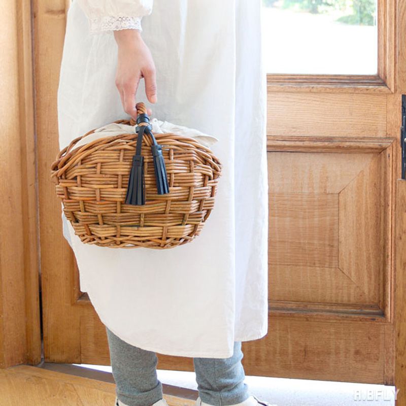 楽天市場】バスケット かごバッグ 手編み ラタン 籐 天然素材 アラログ