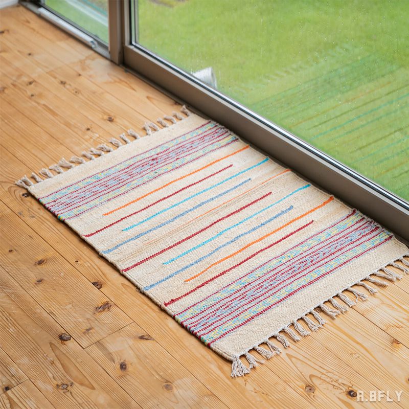 楽天市場】インド製 インド綿製 手織りラグ ウール 平織り