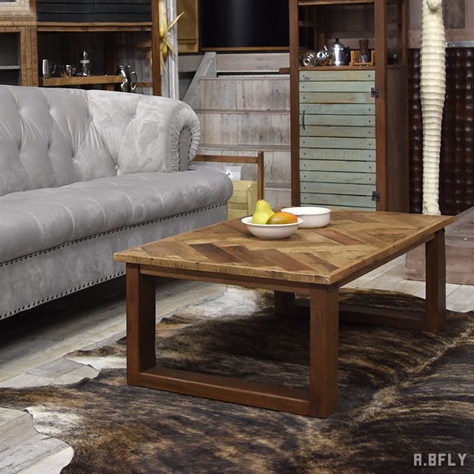 楽天市場 センターテーブル ヘリンボーン柄 コーヒーテーブル リビングテーブル 木製 天然木 レトロ インダストリアル アメリカン 男前インテリア ヴィンテージ アンティーク 古材 フレンチシャビー A Bfly ア ビーフライ