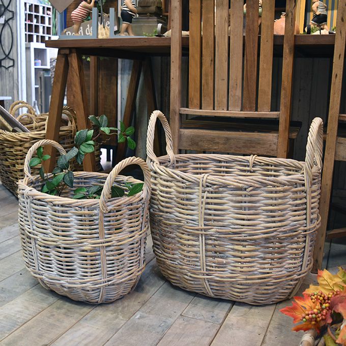 楽天市場 バスケット カゴ 籐 アルログ 収納バスケット 編込み 取っ手付き 買い物カゴ ランドリーバスケット 収納かご アンティーク雑貨 カフェ 北欧風 レトロ モダン マリン A Bfly ア ビーフライ