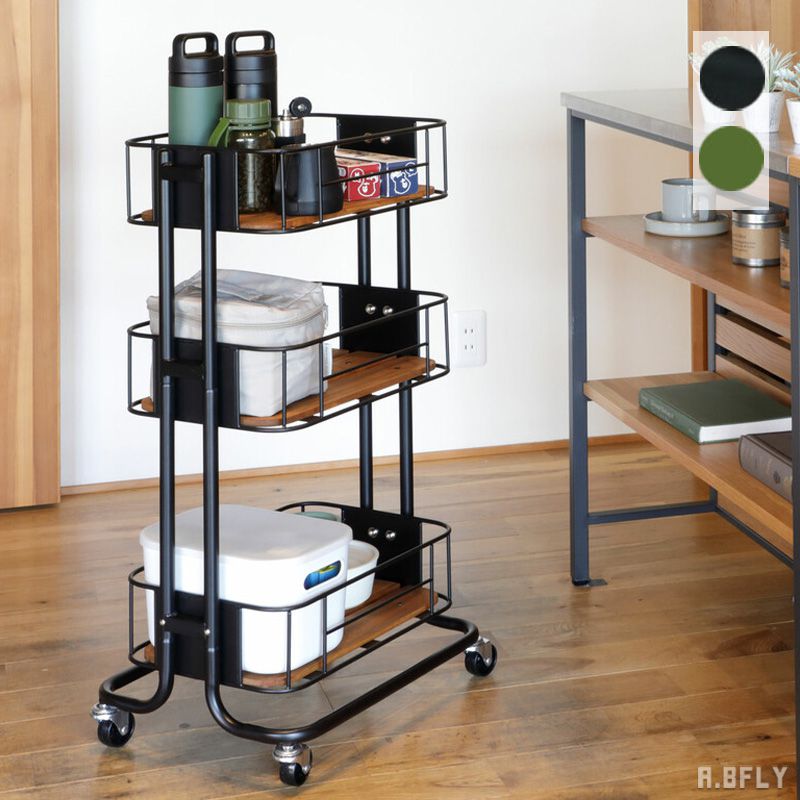 楽天市場】スチール製 キッチンワゴン キャスター付き アンティーク調