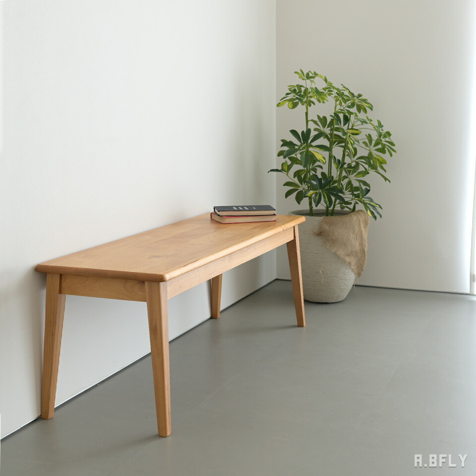 ダイニングベンチ 118cm アルダー無垢 無垢材 木製ベンチ 長椅子 2人掛け 玄関ベンチ リビングベンチ 食卓ベンチ ナチュラル ウレタン塗装 耐荷重120kg 組立簡単