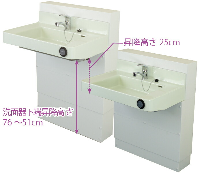 楽天市場 電動 昇降式洗面台 まいせるふ ユニバーサルデザイン家具 車いす用洗面台 総合福祉アビリティーズ楽天市場店