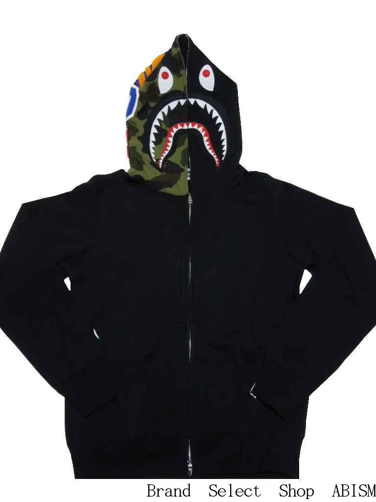 bape shark full zip hoodie black
