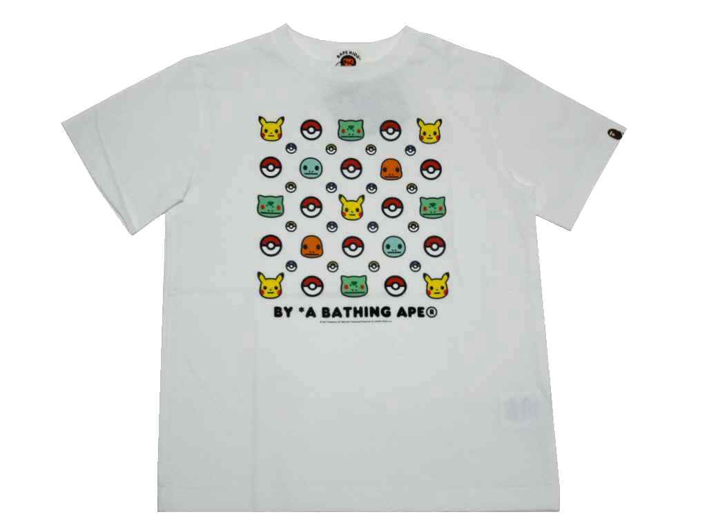 楽天市場 代引き不可 新宿伊勢丹限定 A Bathing Ape エイプ Bape Kids ベイプキッズ X Pokemon ポケモン モノグラム Tee Tシャツ ホワイト 子供用 日本製 新品 Bape ベイプ Brand Select Shop Abism