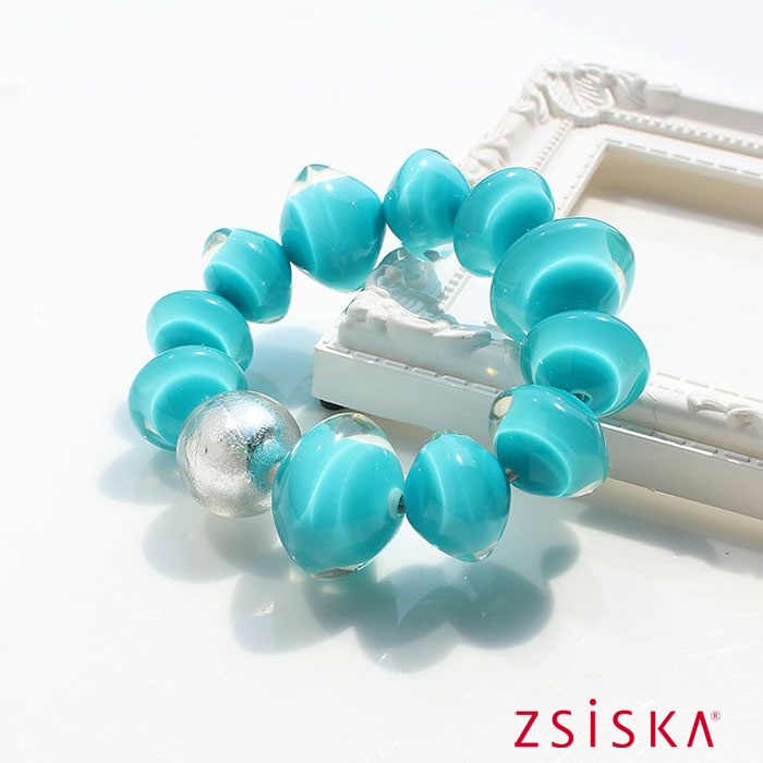 ABISTE ZSiSKA ≪MALAI≫レジンブレスレット/4250003- シスカ アレルギー対策 大ぶり アビステ ブランド ターコイズブルー ご褒美