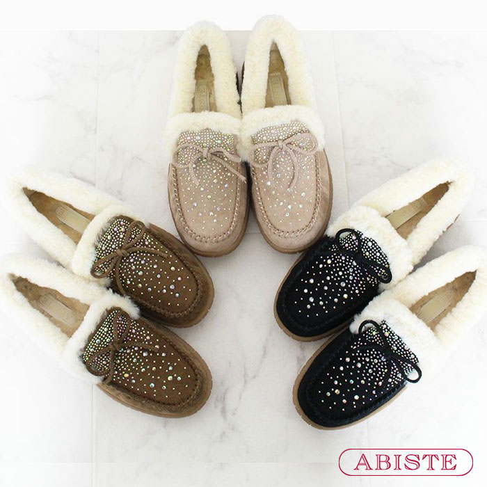 【マラソン限定☆最大2,000円OFF☆】ABISTE ムートンモカシンシューズ/2255525 靴 モカシン 大人 おしゃれ アビステ ブランド 軽量 履き心地が良い 疲れにくい ムートン 牛革 EVA内蔵｜ABISTE　店 21,978円