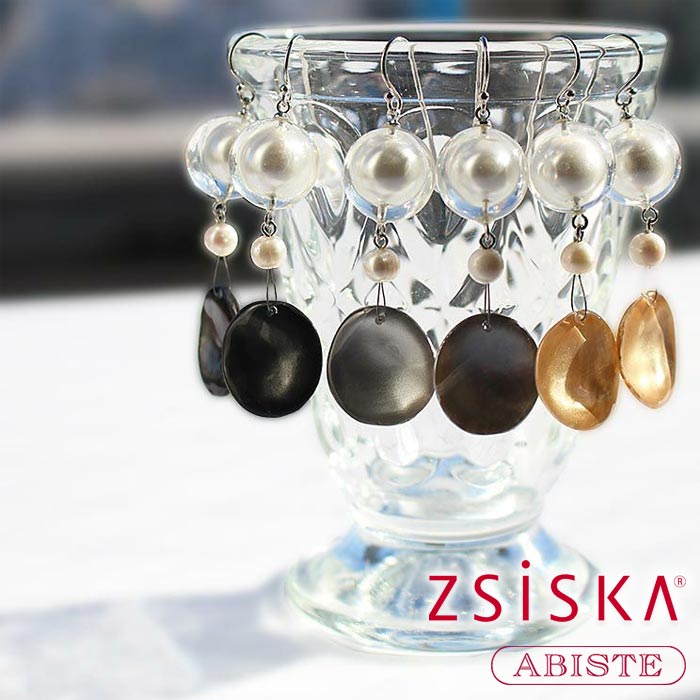 ABISTE ZSiSKA ≪AMOR≫レジンロングピアス/3241092- ブランド アビステ シスカ ZSiSKA イヤーアクセサリー コスチュームジュエリー 大人映え シルバー ゴールド ブラック 個性的