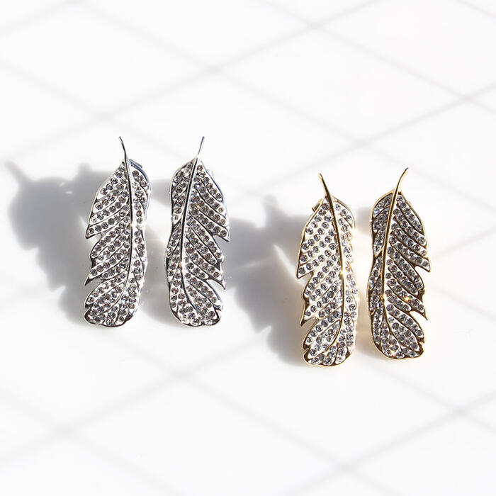 ABISTE チェコクリスタルフェザーモチーフデザインピアス/3241114 ブランド アビステ イヤーアクセサリー ゴールド シルバー