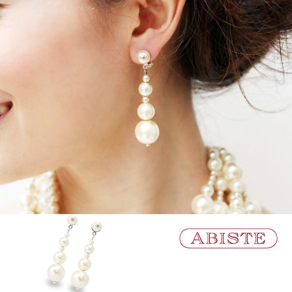 【WEB限定ウンゲル】ABISTE(アビステ) ガラスパールロングピアス/ホワイト 3400300,/W レディース 女性 人気 上品 大人 かわいい おしゃれ キラキラ アクセサリー ブランド 誕生日 ギフト 30代 40代|ABISTE 楽天市場店