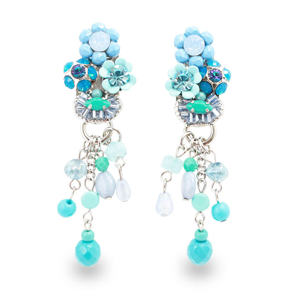 【マラソン限定☆最大2,000円OFF☆】ABISTE フラワーロングイヤリング/ブルー 3400101 ブランド アビステ イヤーアクセサリー｜ABISTE　店