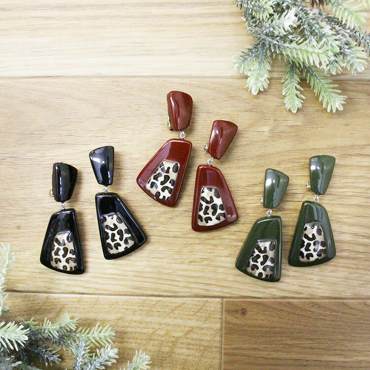 ABISTE ZSiSKA ≪NINA LEOPARD≫レオパード柄レジンイヤリング/3221010- ギフト ブランド アビステ シスカ イヤーアクセサリー - 商品メイン画像