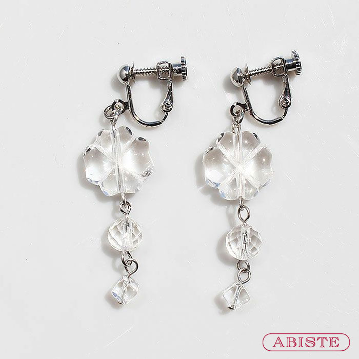【マラソン限定☆最大2,000円OFF☆】ABISTE 日本製クォーツクローバーモチーフロングイヤリング/3250003 ブランド アビステ レディース イヤリング クォーツ ロック・クリスタル 本水晶 天然クォーツ パワーストーン クリスタル クローバー｜ABISTE　店
