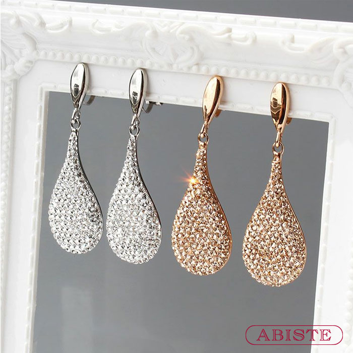 【マラソン限定☆最大2,000円OFF☆】ABISTE チェコクリスタルドロップモチーフイヤリング/3250104 ブランド アビステ シルバー ピンクゴールド 大人映え アレルギー対応 揺れる｜ABISTE　店
