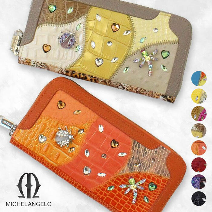 【MICHELANGELO】てんとう虫&とんぼモチーフ付イタリアンレザー長財布/2224516