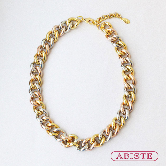 【マラソン限定☆最大2,000円OFF☆】ABISTE メタルチェーンネックレス/1150056G ギフト ブランド アビステ 大人映え ゴールド mix 大ぶり おしゃれ｜ABISTE　店