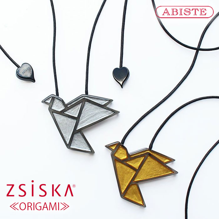 ABISTE ZSiSKA ≪ORIGAMI≫バードモチーフレジンフリーレングスネックレス/1251002 フリーレングス アビステ シスカ ブランド ゴールド シルバー アレルギー対策 大人映え 鳥 とり トリ bird 個性的
