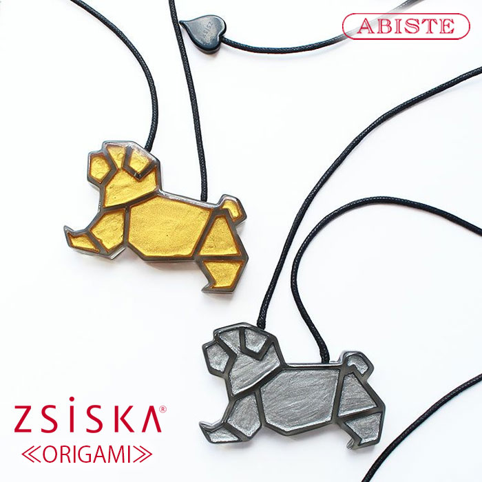 ABISTE ZSiSKA ≪ORIGAMI≫ドッグモチーフレジンフリーレングスネックレス/1251004 フリーレングス アビステ シスカ ブランド ゴールド シルバー アレルギー対策 大人映え 犬 いぬ イヌ dog 個性的