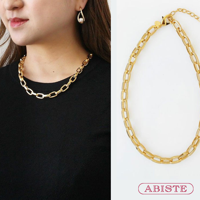 ABISTE スペイン製ゴールドチェーンショートネックレス(アレルゲンフリーメッキ)/1260017 ブランド アビステ 男女兼用 レディース ネックレス メンズ ネックレス ゴールド