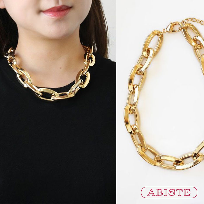 ABISTE スペイン製チャンキーチェーンショートネックレス(アレルゲンフリーメッキ)/1260025 ブランド アビステ 大ぶり 男女兼用 レディース ネックレス メンズ ネックレス