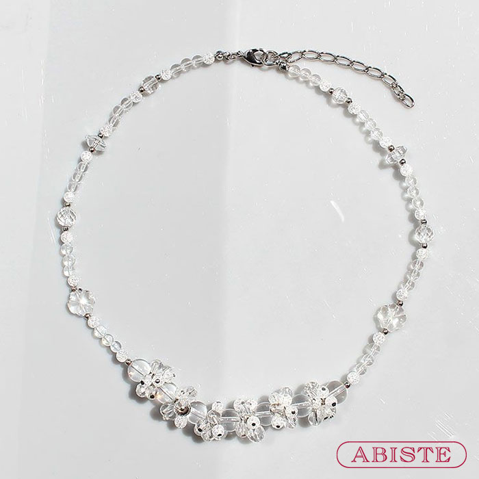 ABISTE 日本製クォーツクローバー×フラワーモチーフショートネックレス/1171161 ブランド アビステ レディース ネックレス クォーツ ロック・クリスタル 本水晶 天然クォーツ パワーストーン クリスタル ご褒美