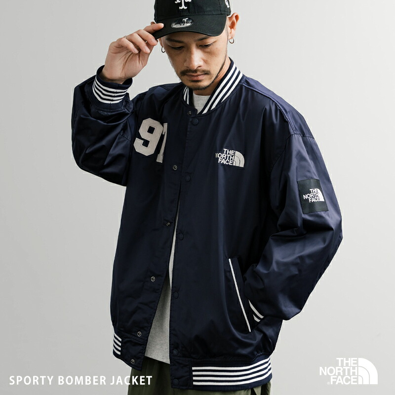 THE NORTH FACE ノースフェイス 韓国 WHITE LABEL ホワイトレーベル SPORTY BOMBER JACKET ボマージャケット スタジャン メンズ レディース ブルゾン アウター スタジアムジャケット オーバーサイズ ロゴ 刺繍 ワンポイント ワッペン アメカジ スポーツ 15061｜abito