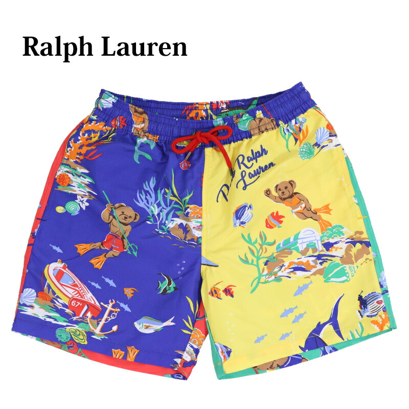 希少！美品！ポロラルフローレン　水着　刺繍　ベア　poloralphlauren 楽天市場】ポロ ラルフローレン メンズ ポロベアープリント