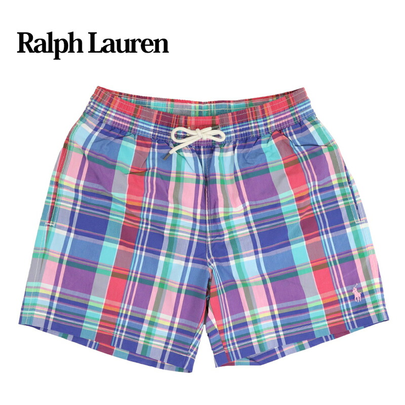 ポロ ラルフローレン メンズ チェック ポニー刺繍 スイムショーツ（水着）POLO Ralph Lauren Men's Pony Swim Shorts US
