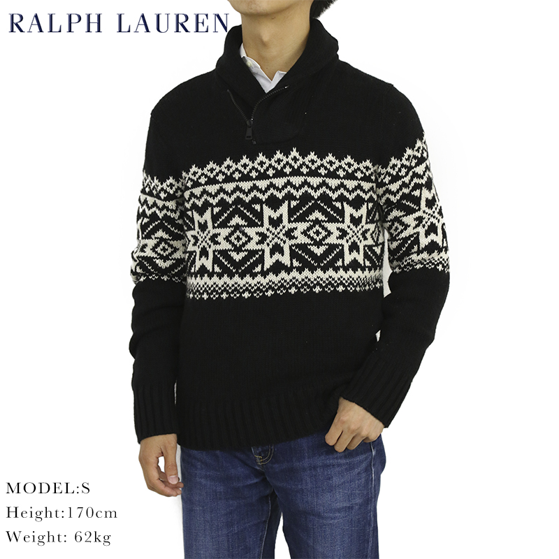 ポロ ラルフローレン  雪柄 コットン/カシミア ショールカラー セーター POLO Ralph Lauren Men's Snowflake Shawl Sweater US