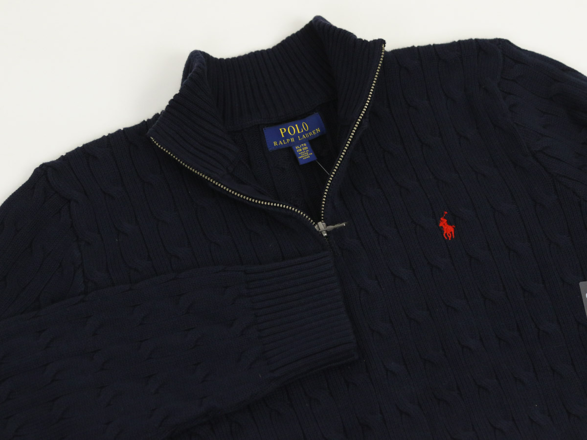 【楽天市場】ポロ ラルフローレン ボーイズ コットン ケーブルニット ハーフジップセーター POLO Ralph Lauren Boy's Cable 1/2 Zip Sweater