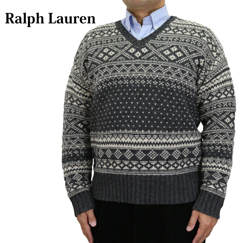 ポロ ラルフローレン メンズ 羊毛 ノース V素っ首 スウェーター  Polo Ralph Lauren Men\u0027s Wool V-neck Nordic Sweater US