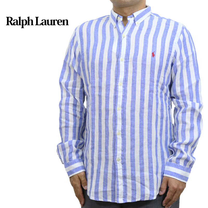 美品　ラルフローレン リネンシャツ ストライプ 麻 オーバーサイズ　大きいサイズ 極美品❣️ポロラルフローレン ストライプ リネンシャツ 麻オーバーサイズL