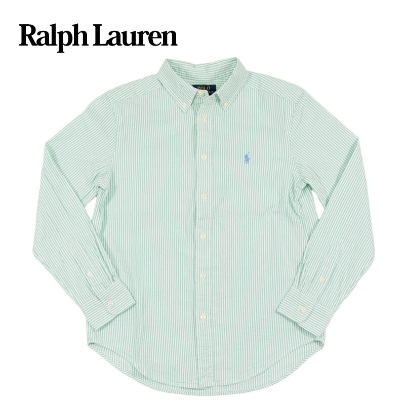 ポロ ラルフローレン ボーイズ シアサッカー 縞模様 名取り草落ち込む 長袖プルオーバー POLO Ralph Lauren Boy\u0027s l/s Striped Seersucker B.D.Shirts US
