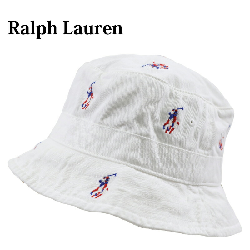 ポロ ラルフローレン マルチポニー刺繍 コットン バケット ハット Polo Ralph Lauren Multi Pony Bucket Hat US (UPS)