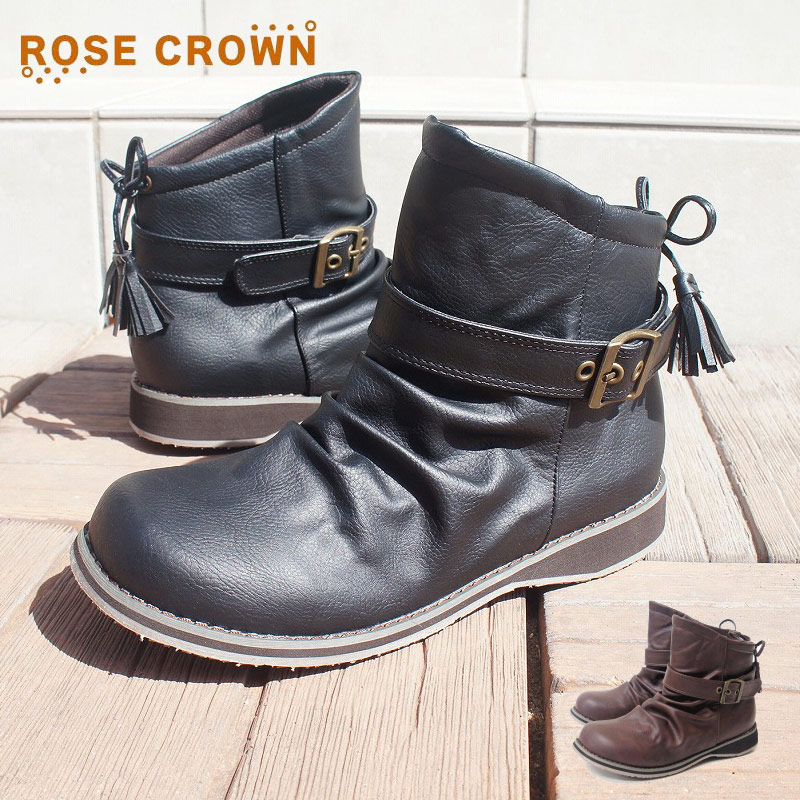 ショートブーツ 76 Off レディース ブーティ 黒 ブーツ Ladies リボン タッセル フラット ブラウン Kk6036 クシュ ブラック シャーリング ぺたんこ キャメル くしゅ