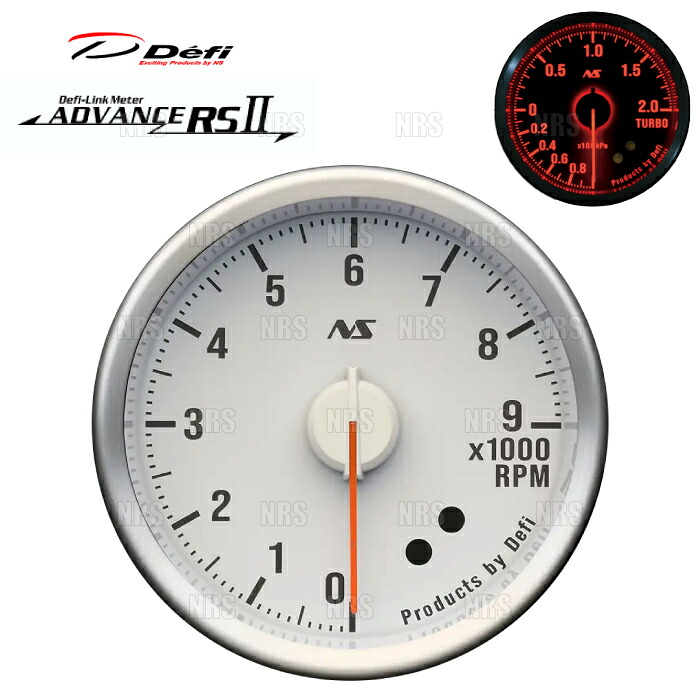 Defi デフィ アドバンスRS2/II φ60 タコメーター 白 90sレッド 0RPM～9000RPM (DF21904｜エービーエムストア