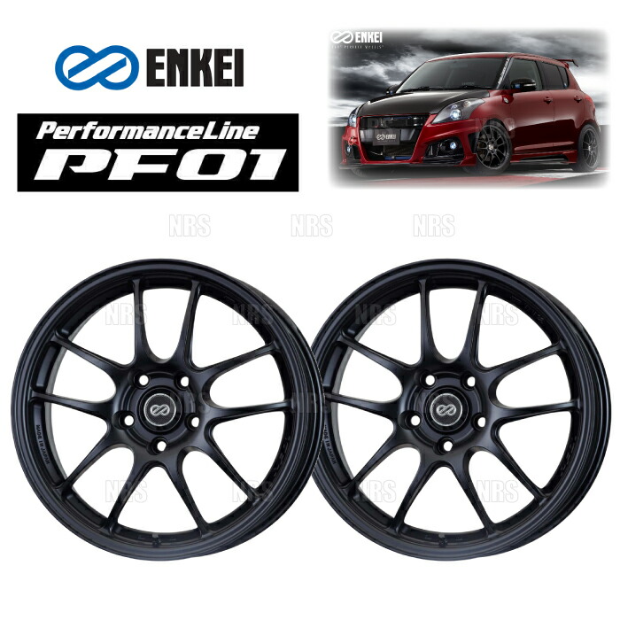 ENKEI エンケイ PF01 (MBK マットブラック/リアフェイス) 9.5J x 18インチ +15 PCD114.3 5穴 2本セット (PF01-E017-MBK-2S|エービーエムストア