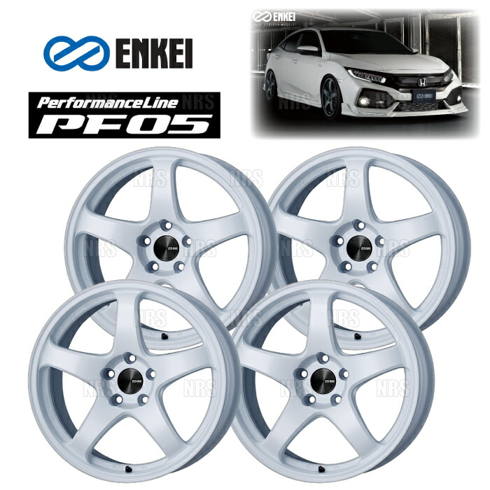 ENKEI エンケイ PF05 (ホワイト/フロントフェイス) 9.0J x 18インチ +40 PCD100 5穴 4本セット (PF05-E010-WH-4S